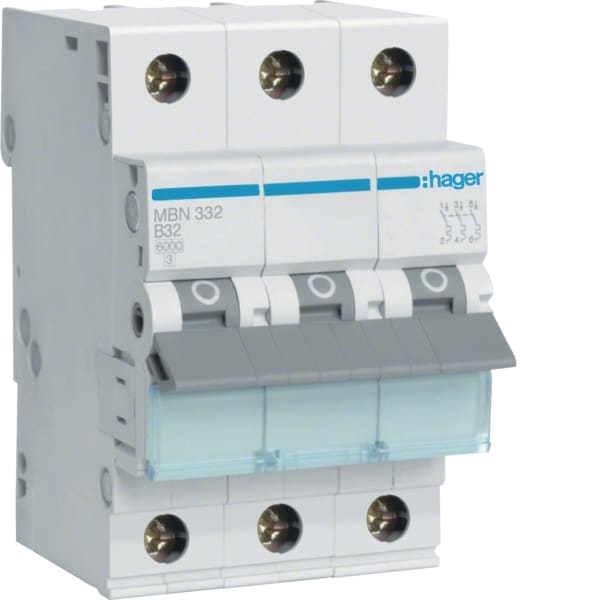 HAGER - LS-Schalter 3polig, B-32A, 6kA