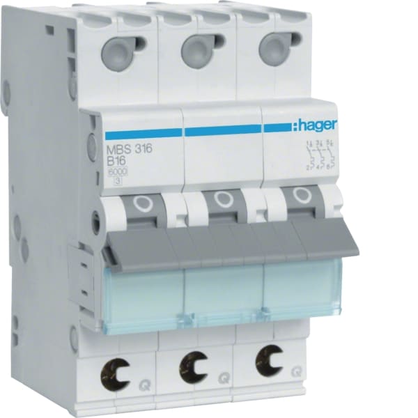 HAGER - LS-Schalter 16A/3pol/B 6kA, QC