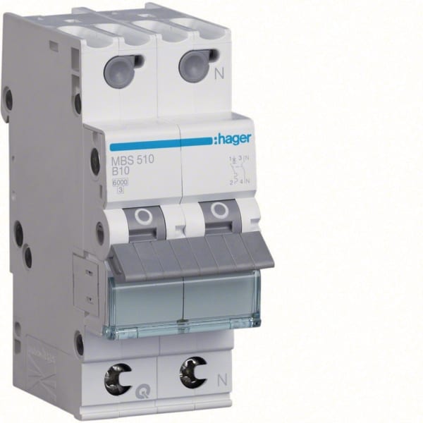 HAGER - LS-Leistungssch, 1p+N, B-10A, 6kA,QuickConnect