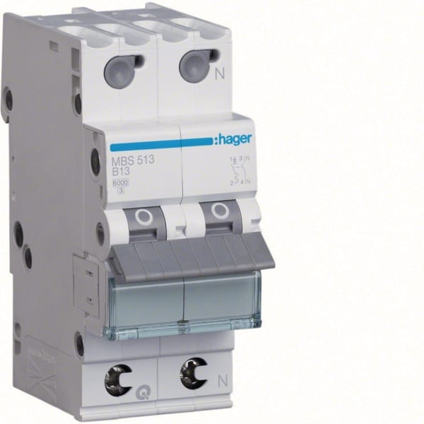 HAGER - LS-Schalter 13A/1pol+N/B 6kA, QC