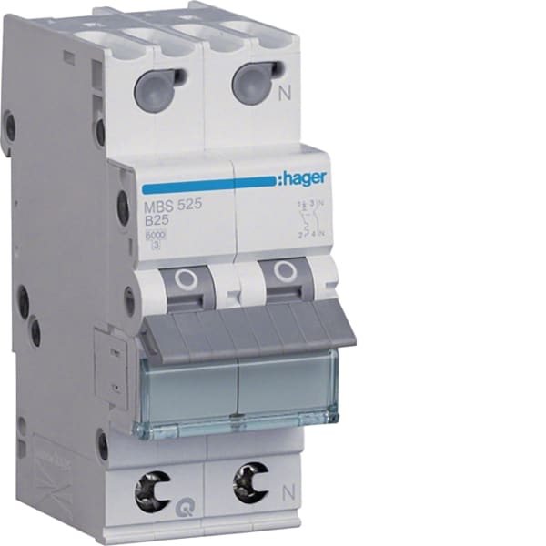 HAGER - LS-Leistungssch, 1p+N, B-25A, 6kA,QuickConnect