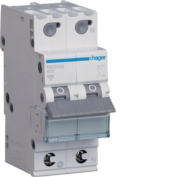 HAGER - LS-Leistungssch, 1p+N, B-32A, 6kA,QuickConnect
