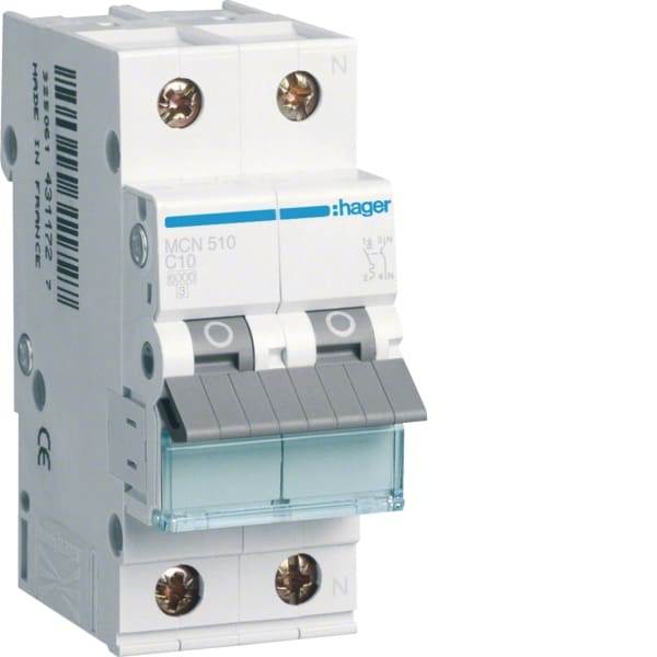 HAGER - LS-Schalter 10A/1pol+N/C 6kA