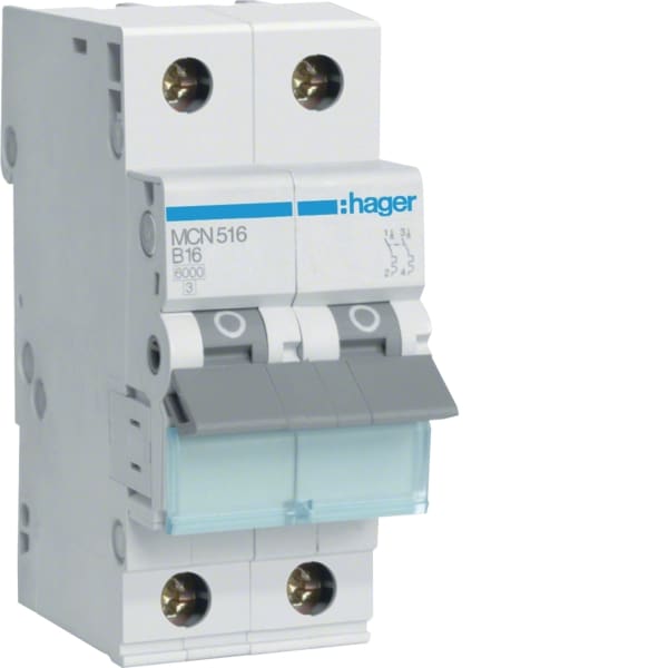 HAGER - LS-Schalter 16A/1pol+N/C 6kA
