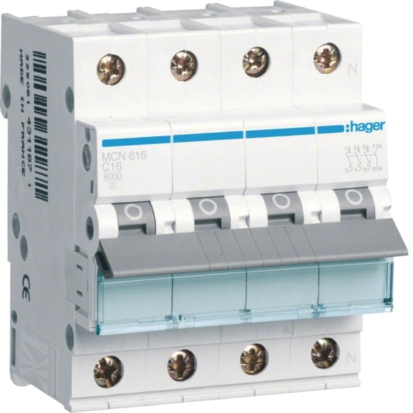HAGER - LS-Schalter 16A/3pol+N/C 6kA