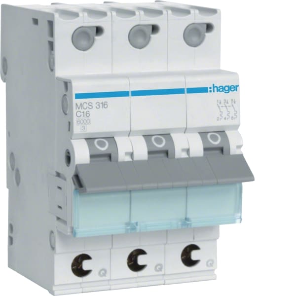 HAGER - LS-Schalter 16A/3pol/C 6kA, QC