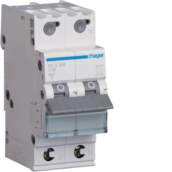 HAGER - LS-Leistungssch,,6KA,C,1+N,6A,QuickConnect
