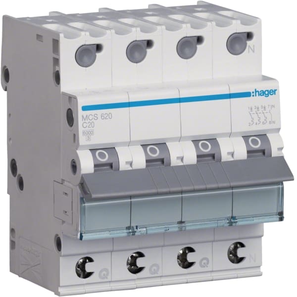 HAGER - LS-Leistungssch,,6KA,C,3+N,20A,QuickConnect
