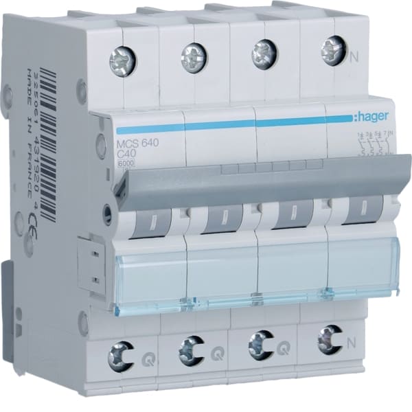 HAGER - LS-Leistungssch,,6KA,C,3+N,40A,QuickConnect