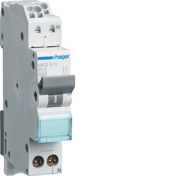 HAGER - LS-Schalter 13A/1pol+N/B 6kA, 1TE, QC