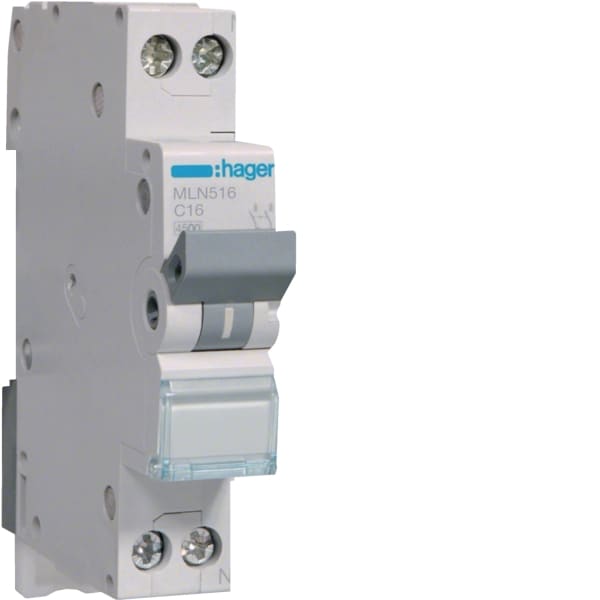 HAGER - LS-Schalter 16A/1pol+N/C 6kA, 1TE