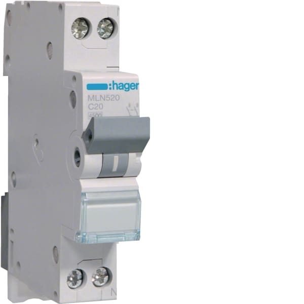HAGER - LS-Leistungssch,,6KA,C,PH/N,20A,1M,anflanschbar