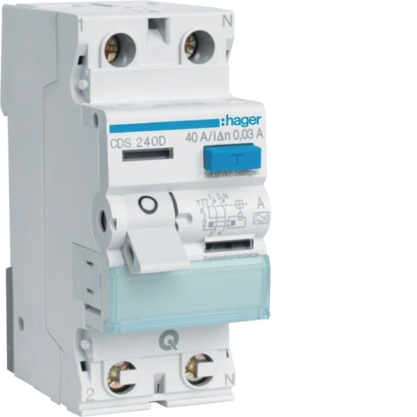 HAGER - FI-Schutzschalter 2P 40A 30mA A QC