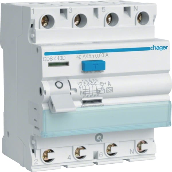 HAGER - FI-Schutzschalter A 40A/4 30mA 250A, QC