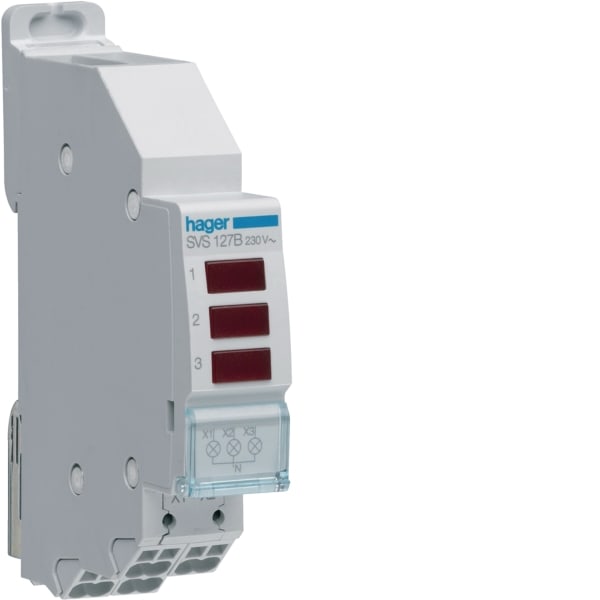 HAGER - Leuchtmelder 3fach LED rot 230VAC QuickConnect 1TE