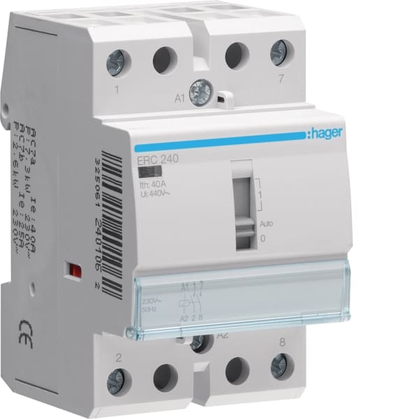 HAGER - Schütz 40A, 2S, 230V mit Handschaltung
