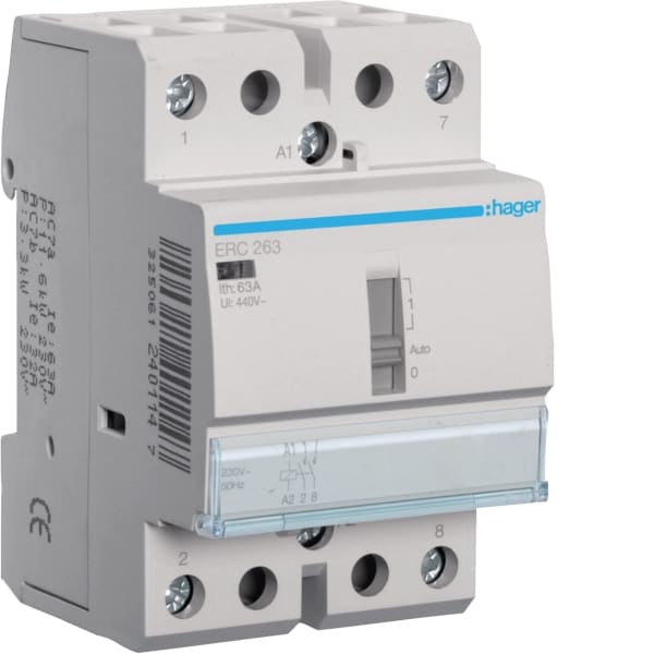 HAGER - Schütz 63A, 2S, 230V mit Handschaltung