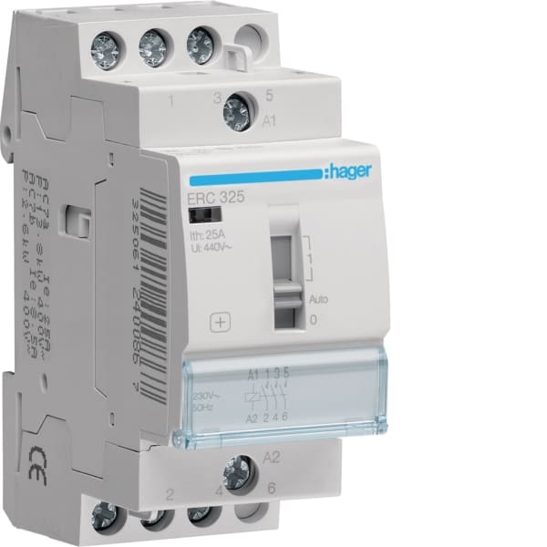 HAGER - Schütz 25A, 3S, 230V mit Handschaltung
