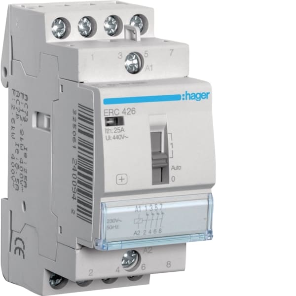 HAGER - Schütz 25A, 4O, 230V mit Handschaltung