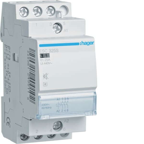 HAGER - Schütz 25A, 3S, 230VAC/220DC, brummfrei
