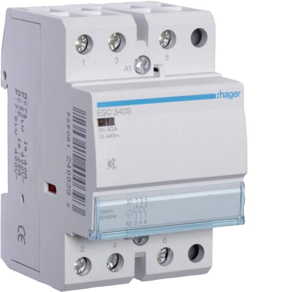 HAGER - Schütz 40A, 3S, 230VAC/220DC, brummfrei