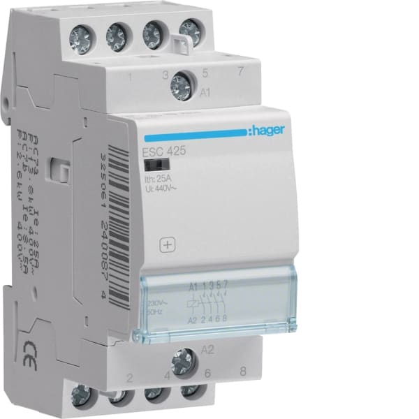 HAGER - Insta-Schütz 4Schl. 25A/230VAC 2TE