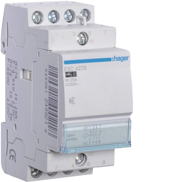 HAGER - Schütz 25A, 2S+2O, 230VAC/220DC, brummfrei