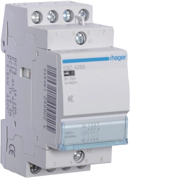 HAGER - Schütz 25A, 3S+1O, 230VAC/220DC, brummfrei