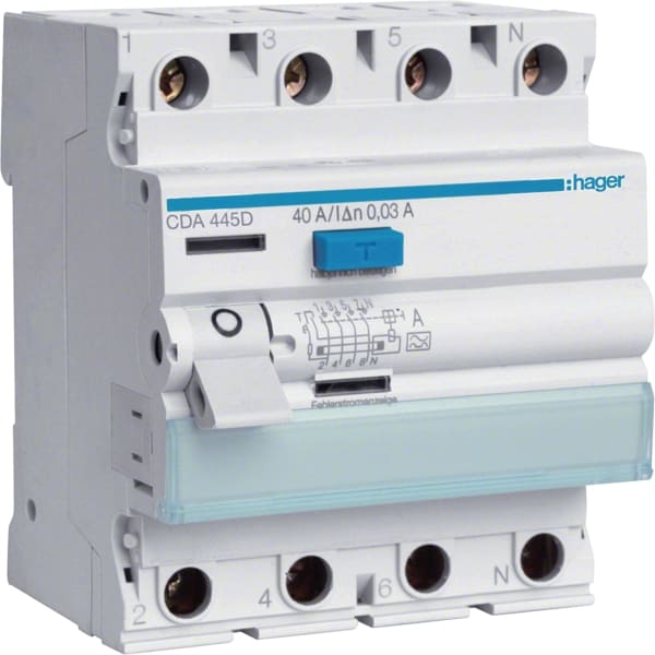 HAGER - FI-Schutzschalter 4P 40A 30mA A vorsicherbar