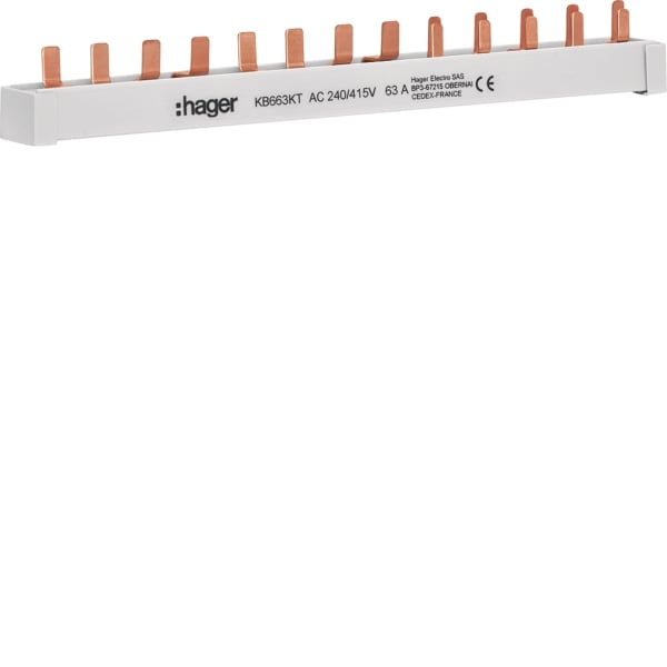 HAGER - Kammschiene 4P 63A 10mm² 13M