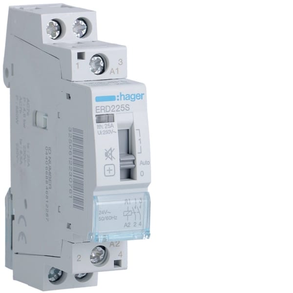 HAGER - Brummfrei Relais, 25A, 2S, 24V 50/60Hz