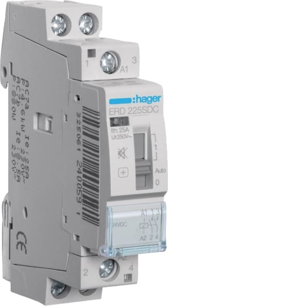 HAGER - Brummfrei Relais , 25A, 2S, 24VDC