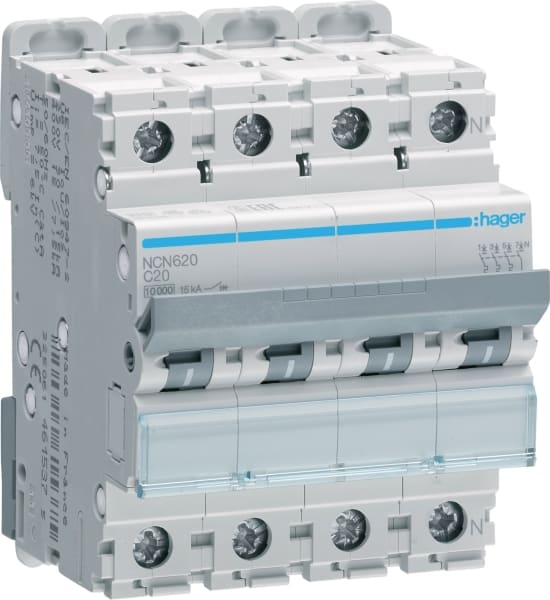 HAGER - LS-Schalter 3P+N 10kA C-20A 4M