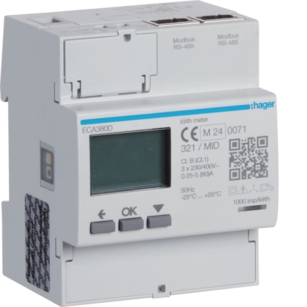 HAGER - Energiezähler 3ph,direkt 80A,AGARDIO,MID