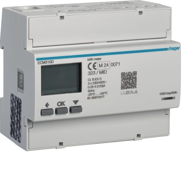HAGER - Energiezähler 3ph,direkt 125A, MBUS, MID
