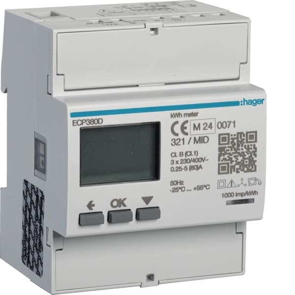 HAGER - Energiezähler 3phasig,direkt 80A, S0,MID