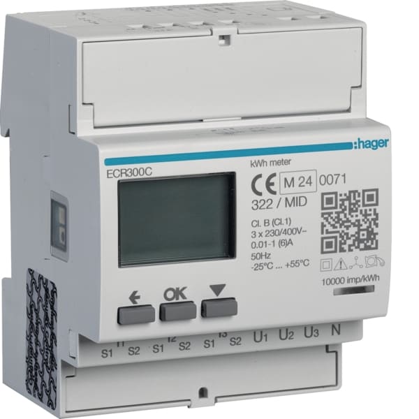 HAGER - Energiezähler 3ph, indirekt, MODBUS, MID