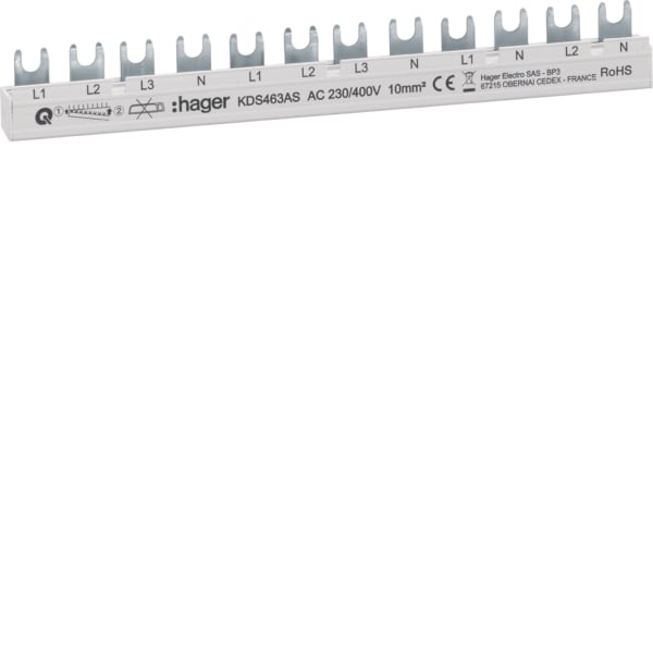 HAGER - Phasenschiene 12M 63A 3PN-3PN-(1PN)x2 QB