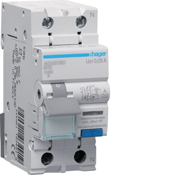 HAGER - FI/LS 1P+N 10kA B-16A 30mA A-G