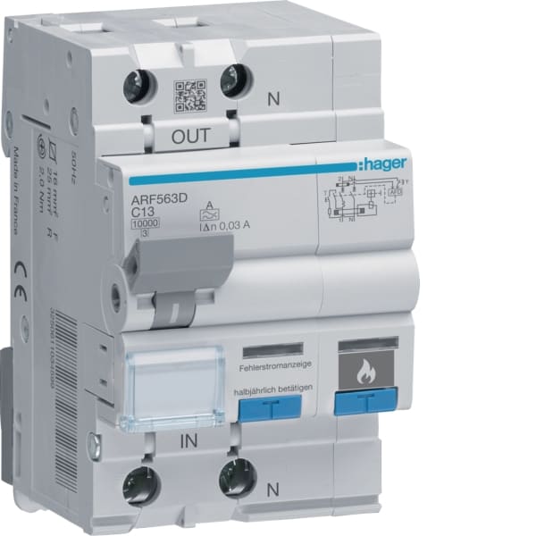 HAGER - AFDD mit FI-LS 1P+N 10kA C-13A 30mA A 3M