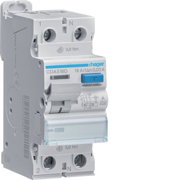 HAGER - FI-Schalter 2P 10kA 16A 30mA Typ A