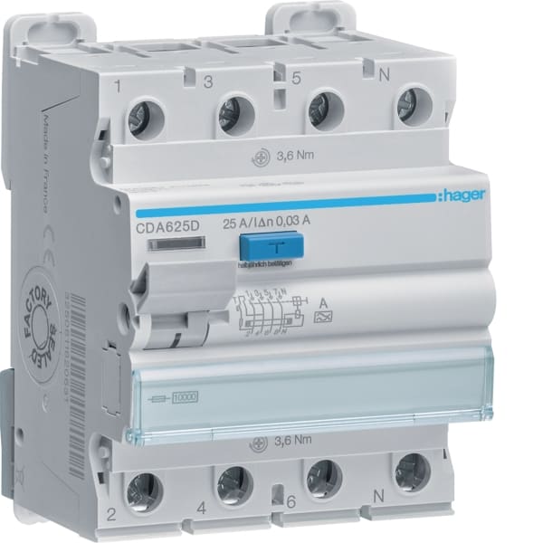 HAGER - FI-Schalter 4P 10kA 25A 30mA Typ A