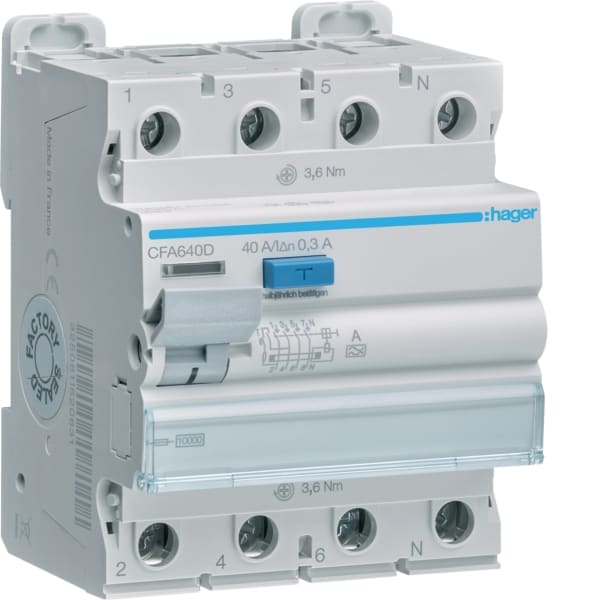 HAGER - FI-Schalter 4P 10kA 40A 300mA Typ A
