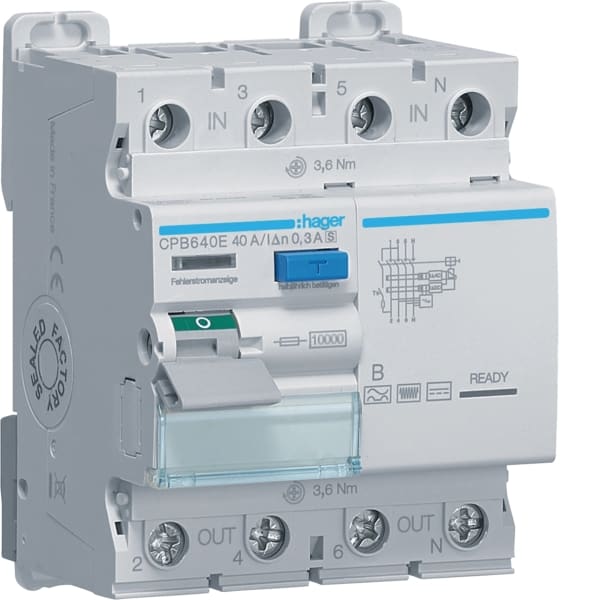 HAGER - FI-Schalter 3P+N 10kA 40A 300mA Typ B S
