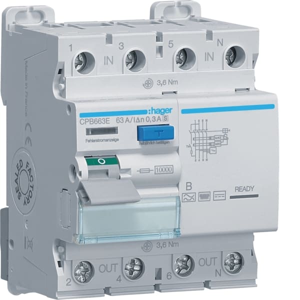 HAGER - FI-Schalter 3P+N 10kA 63A 300mA Typ B S