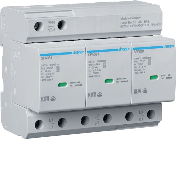 HAGER - Kombiableiter T1+T2 3P 25kA TNC FM