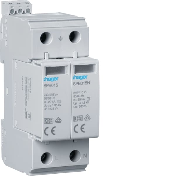 HAGER - Übersp.ableiter T2 2P 40kA TT/TNS FM