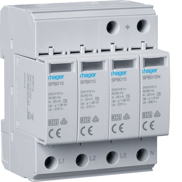 HAGER - Überspannungsableiter T2 4P 40kA TT/TNS