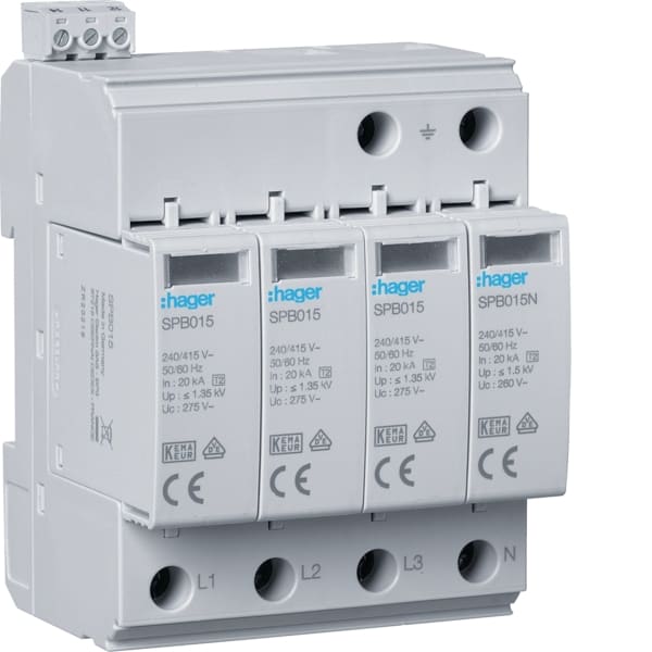 HAGER - Übersp.ableiter T2 4P 40kA TT/TNS FM