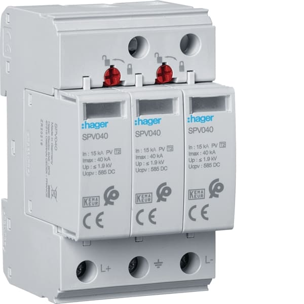 HAGER - Überspannungsableiter T2 3P 40kA PV